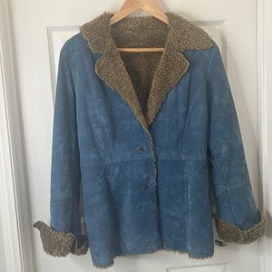 Guess Leather Jacket. Cobalt Blue. Size Medium. Vintage.